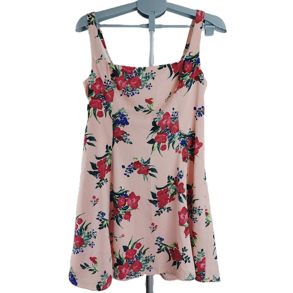 Abercrombie & Fitch Square Neck Fit and Flare Mini Dress Women's L Pink Floral